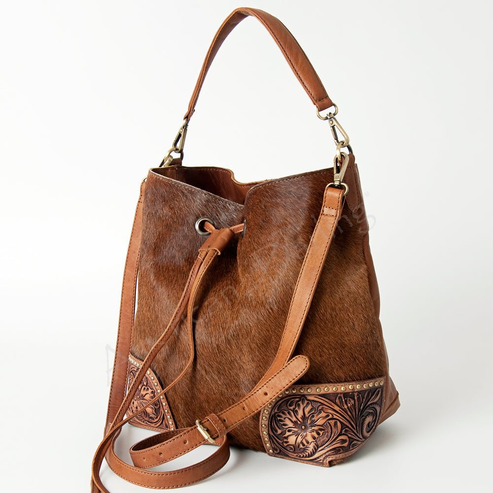 American Darling Tote Hand Tooled Hair-On Genuine Leather