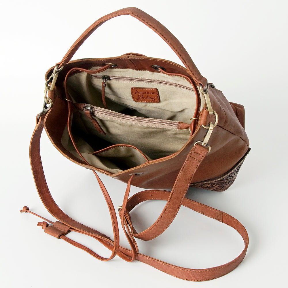 American Darling Tote Hand Tooled Hair-On Genuine Leather