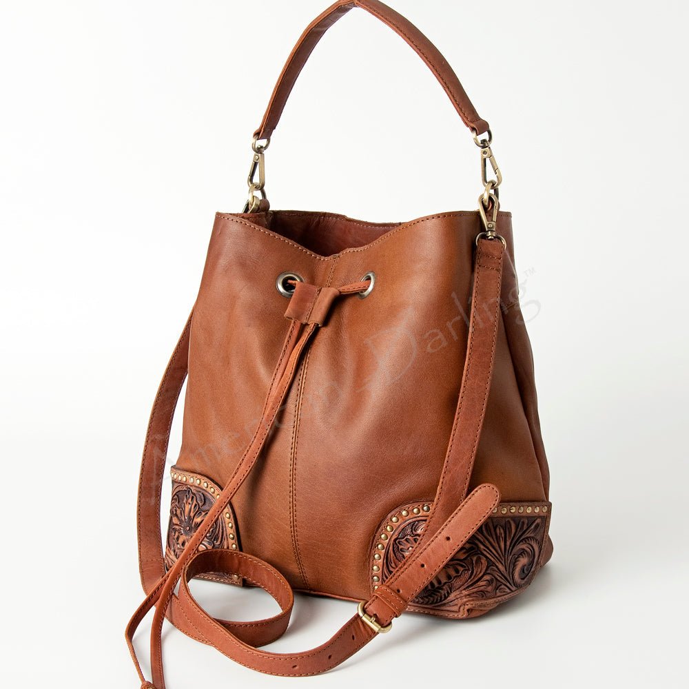 American Darling Tote Hand Tooled Hair-On Genuine Leather