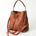 American Darling Hobo Bag, Hand-Tooled Floral Western Leather Purse with Drawstring, 12in (H) X 15in (W) X 6in (D)