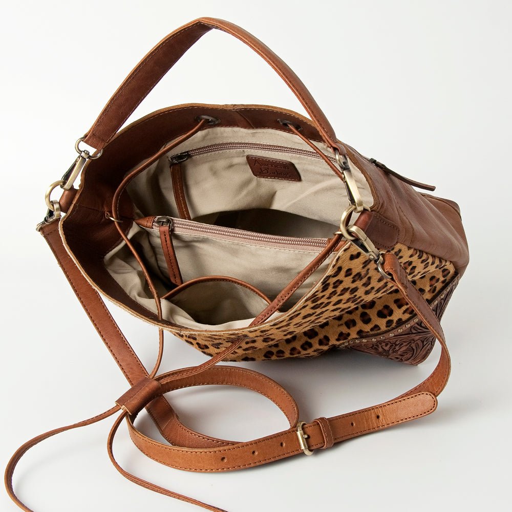 American Darling Tote Hand Tooled Hair-On Genuine Leather