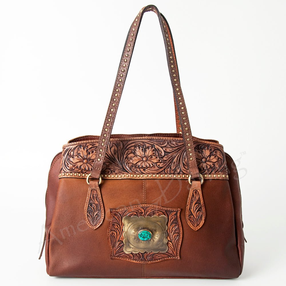 American Darling Tote Hand Tooled Genuine Leather
