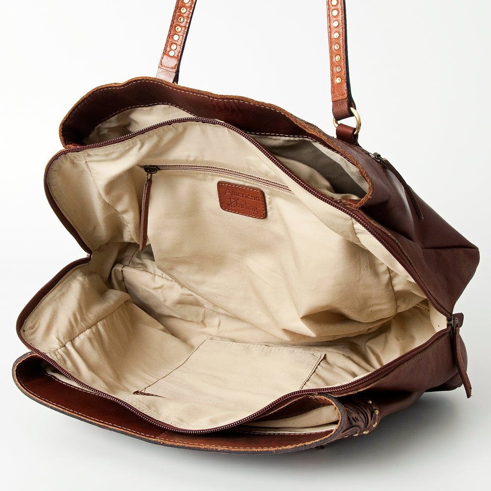 American Darling Tote Hand Tooled Genuine Leather