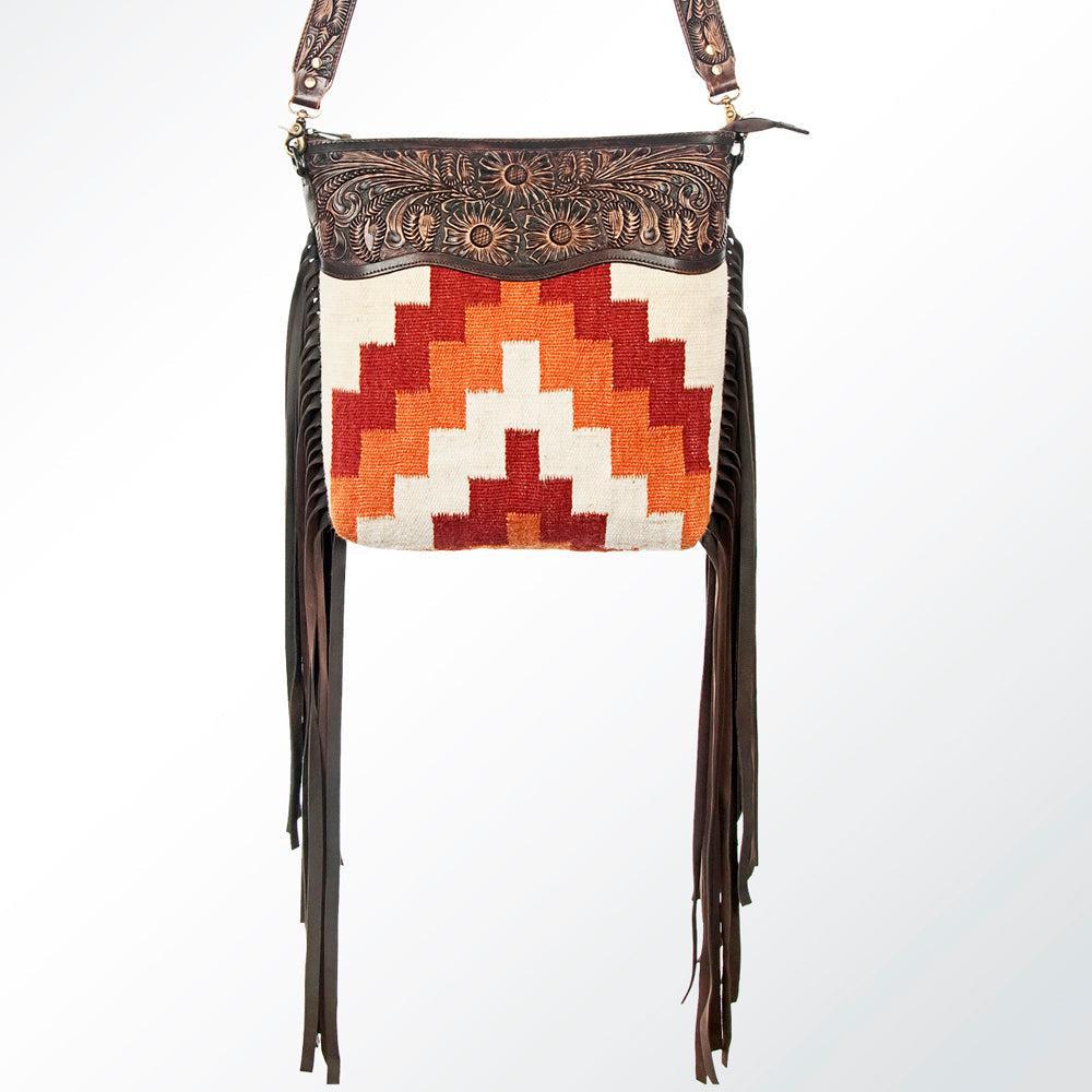 American Darling Hand-Tooled Saddle Blanket Leather Crossbody Bag