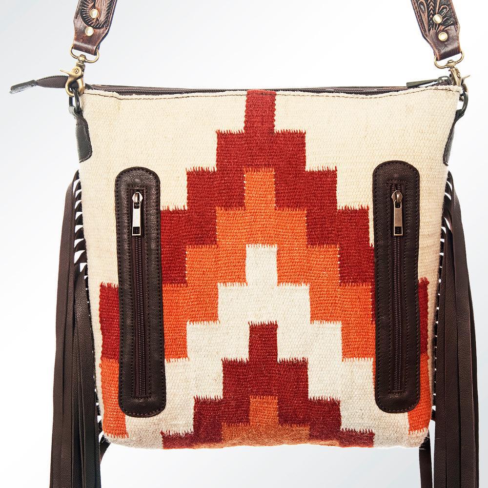 American Darling Hand-Tooled Saddle Blanket Leather Crossbody Bag