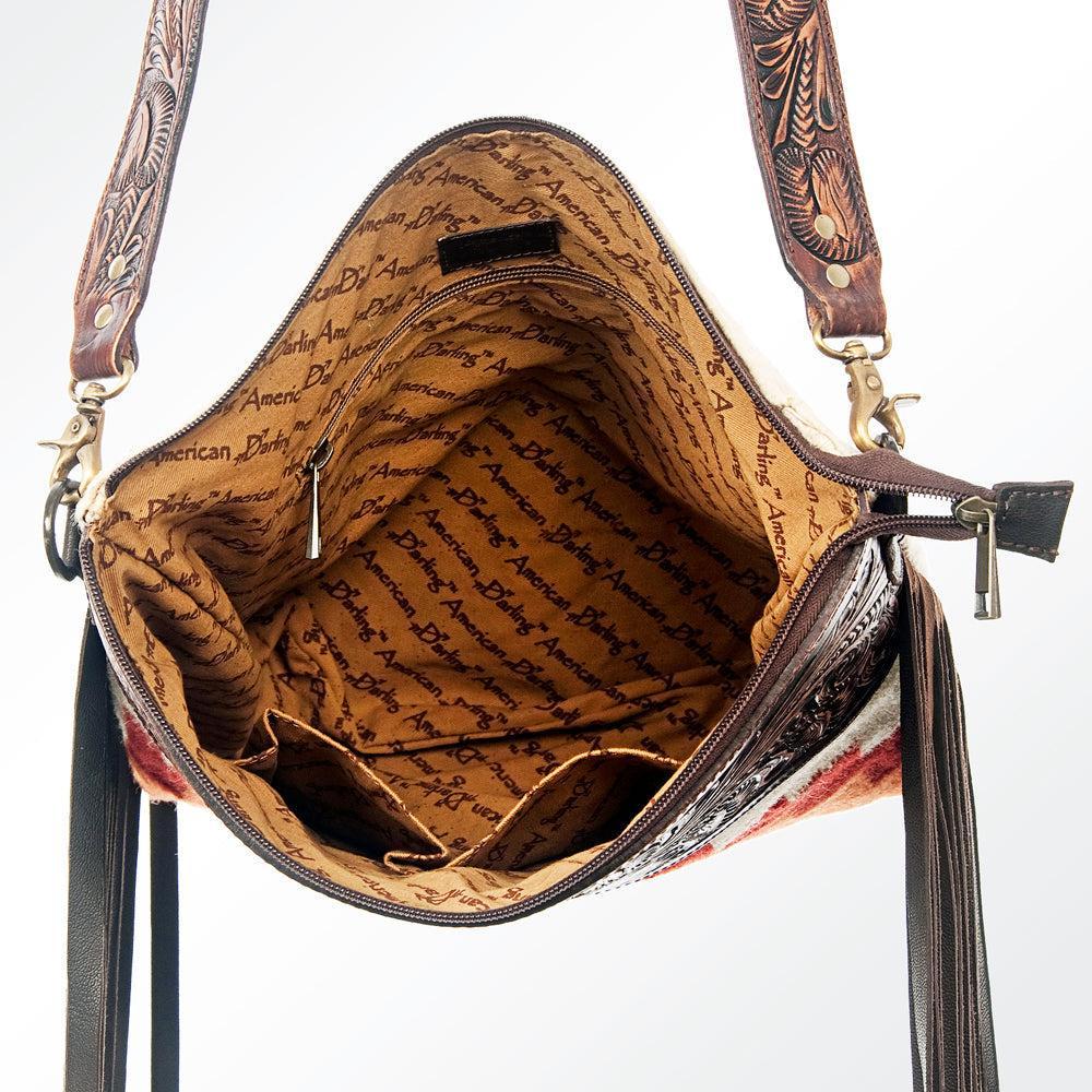 American Darling Hand-Tooled Saddle Blanket Leather Crossbody Bag
