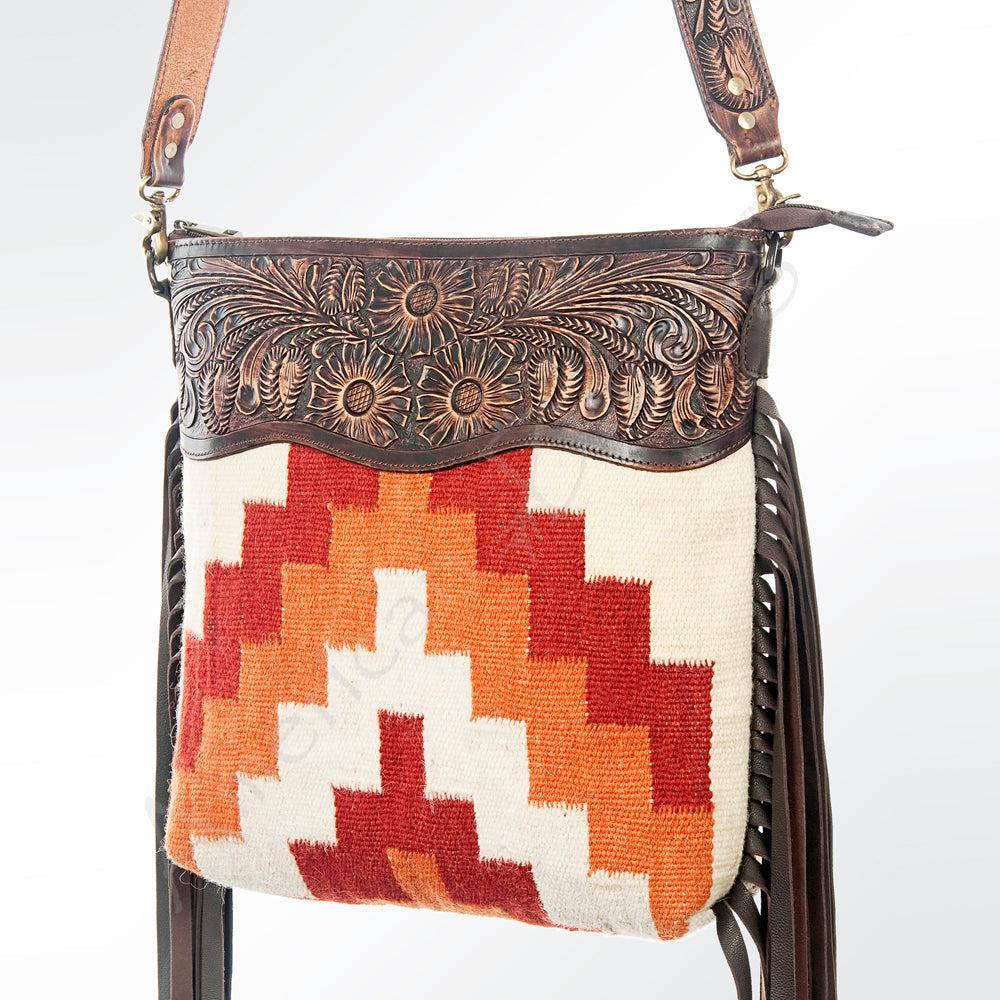 American Darling Hand-Tooled Saddle Blanket Leather Crossbody Bag