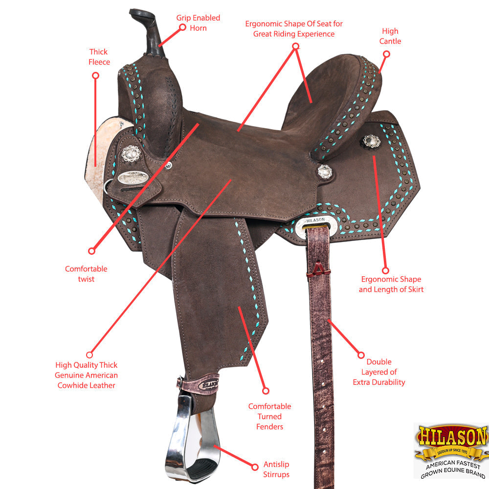 Hilason Flex-Tree Western Barrel & Trail Leather Saddle