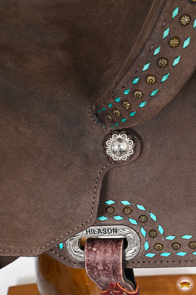 17 In Hilason Flex Tree Western Horse Saddle American Leather Barrel Trail