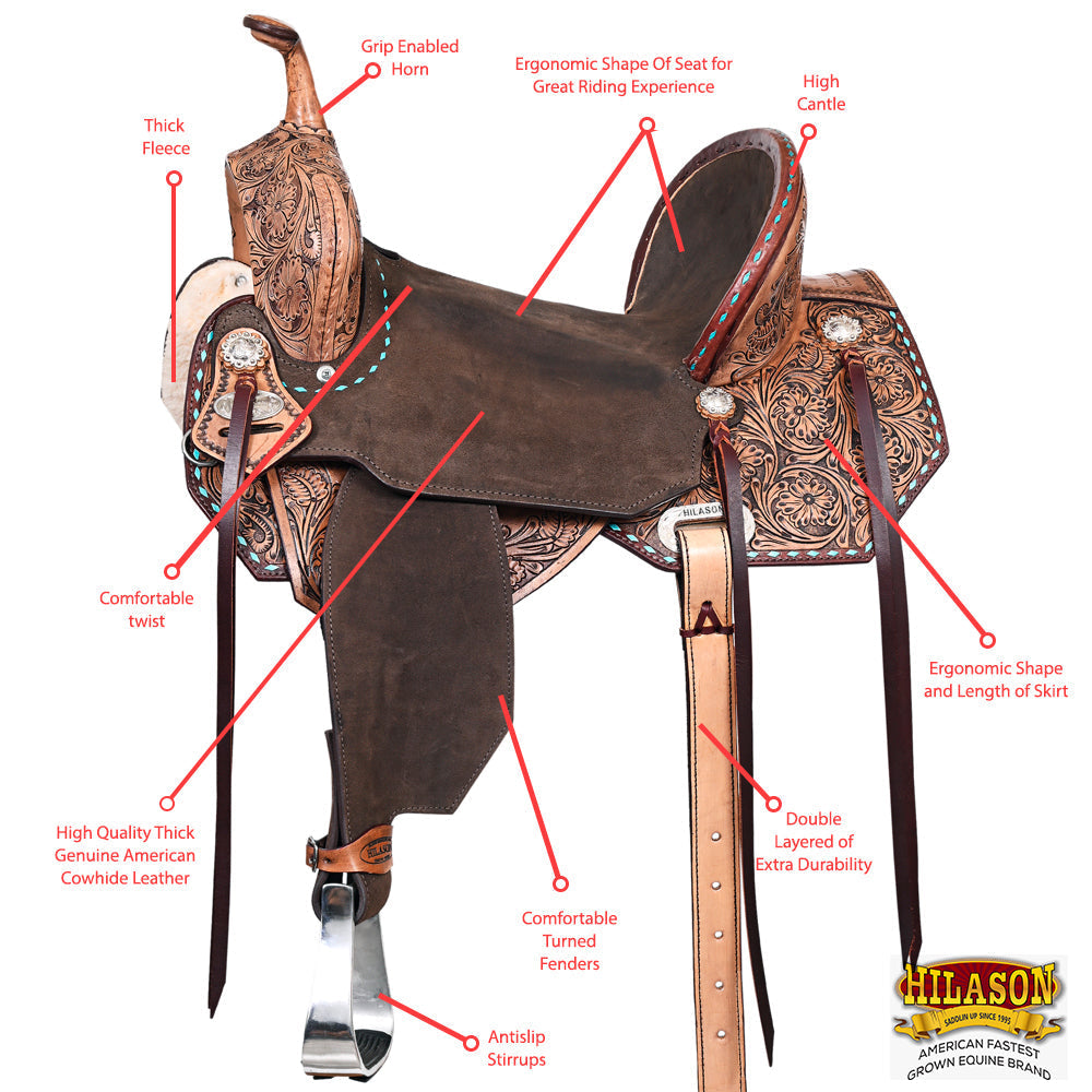 Hilason Weatherproof Flex-Tree Western Leather Saddle