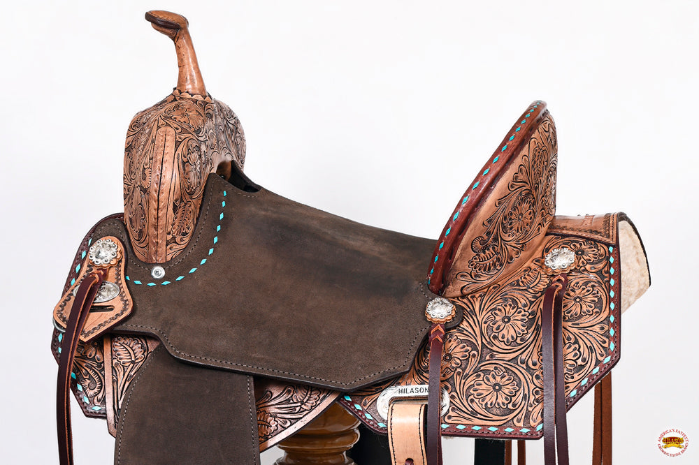 Hilason Western Horse Flex Tree Barrel Trail In American Leather Saddle Brown