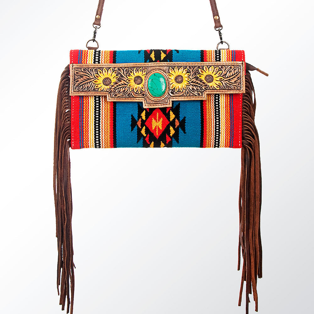 American Darling Hand Tooled Saddle Blanket Genuine Leather