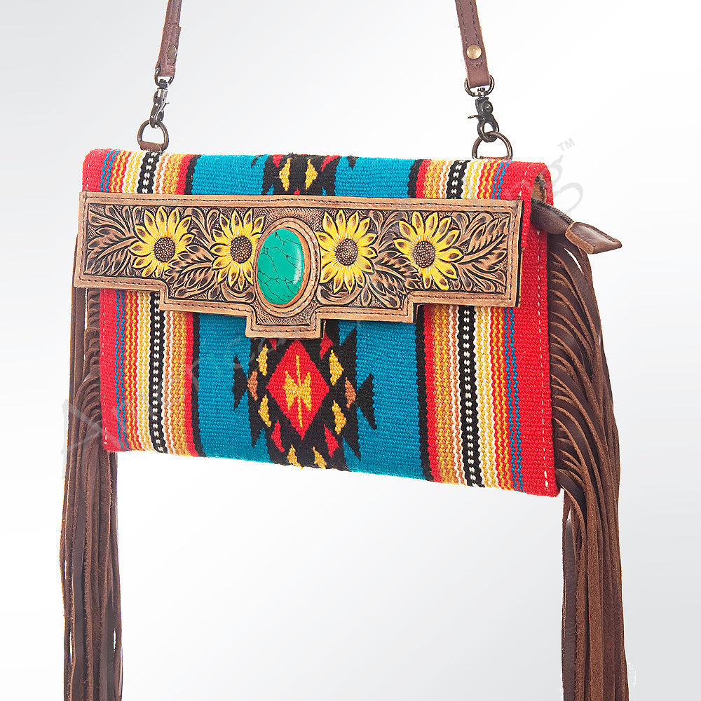 American Darling Hand Tooled Saddle Blanket Genuine Leather