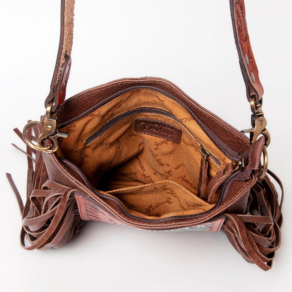 American Darling Hand-Tooled Genuine Leather Crossbody Bag