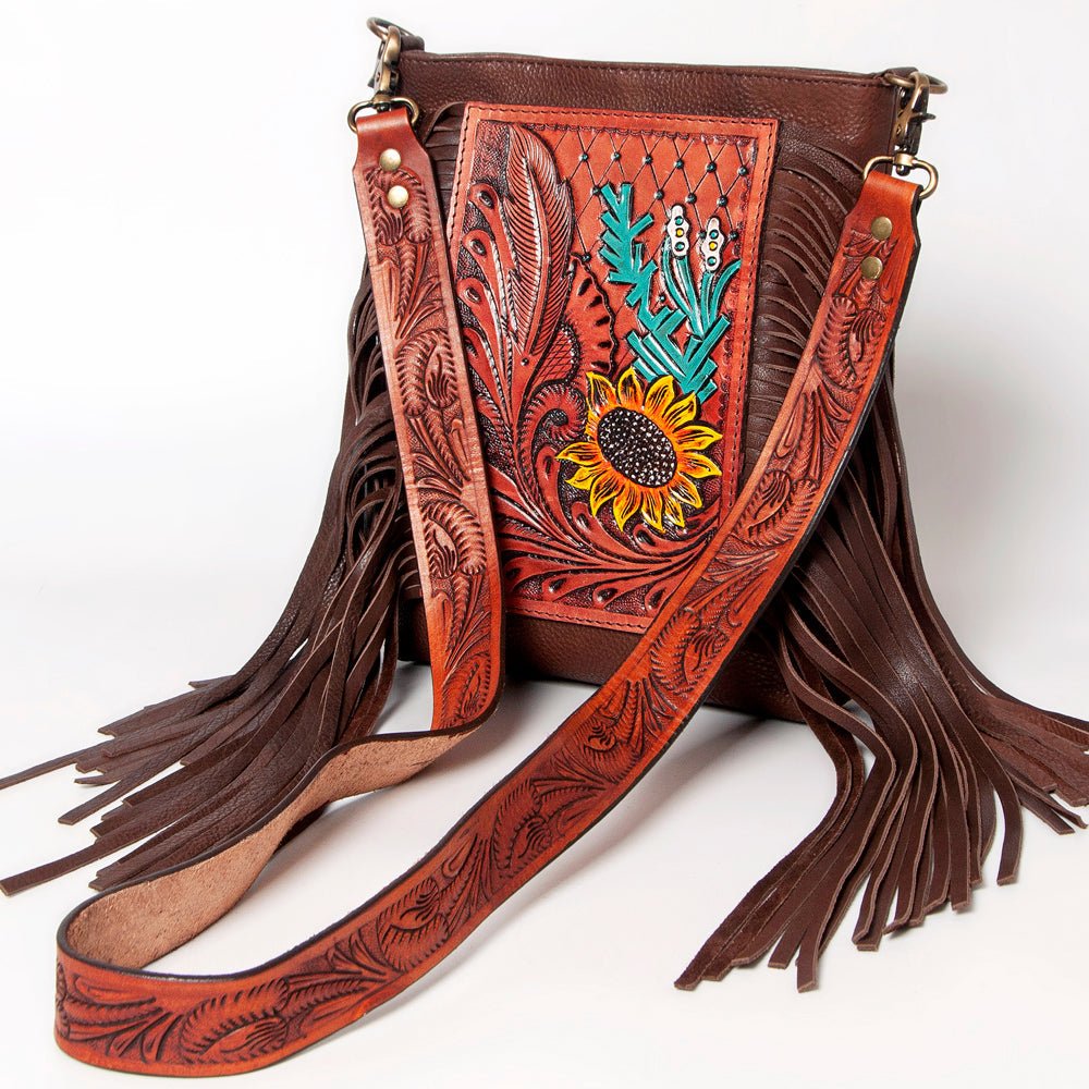 American Darling Hand-Tooled Genuine Leather Crossbody Bag