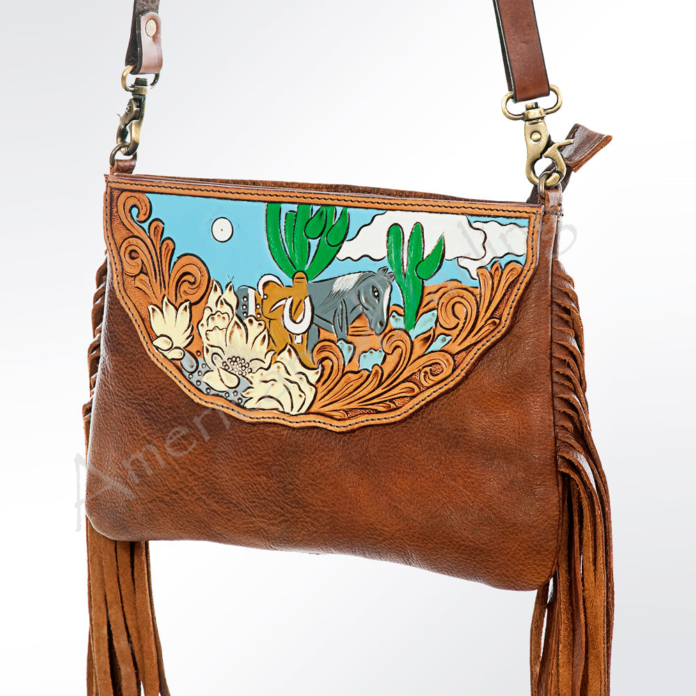 American Darling Hand-Tooled Genuine Leather Crossbody Bag