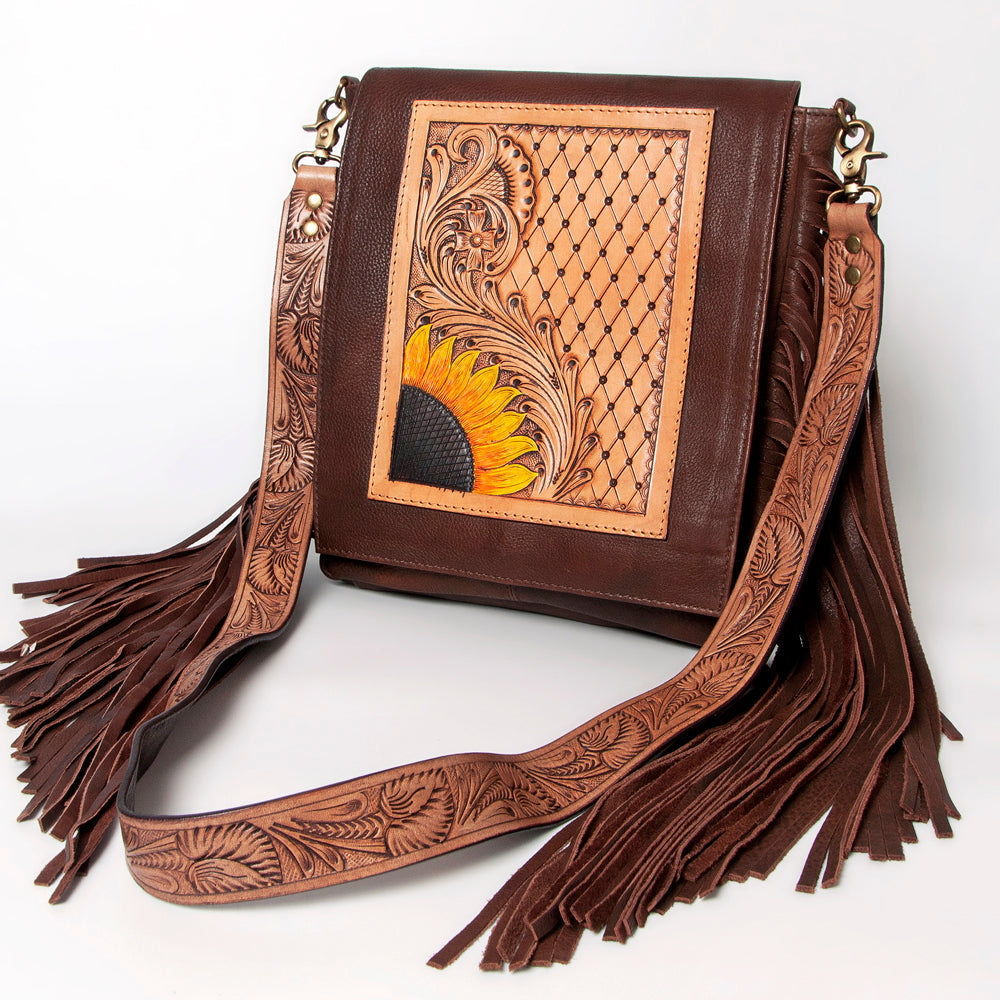 American Darling Hand-Tooled Genuine Leather Crossbody Bag