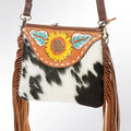 American Darling Hand-Tooled Hair-On Genuine Leather Crossbody Bag