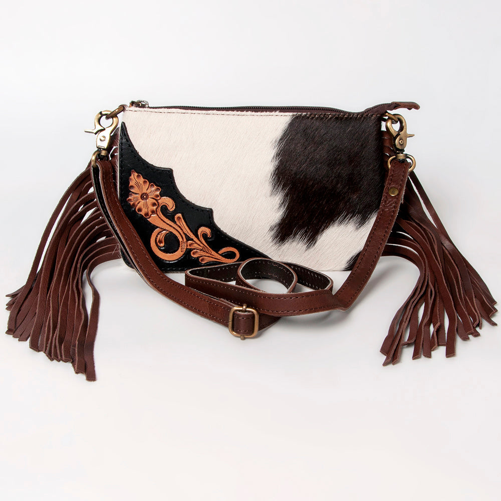 American Darling Hand-Tooled Hair-On Genuine Leather Crossbody Bag