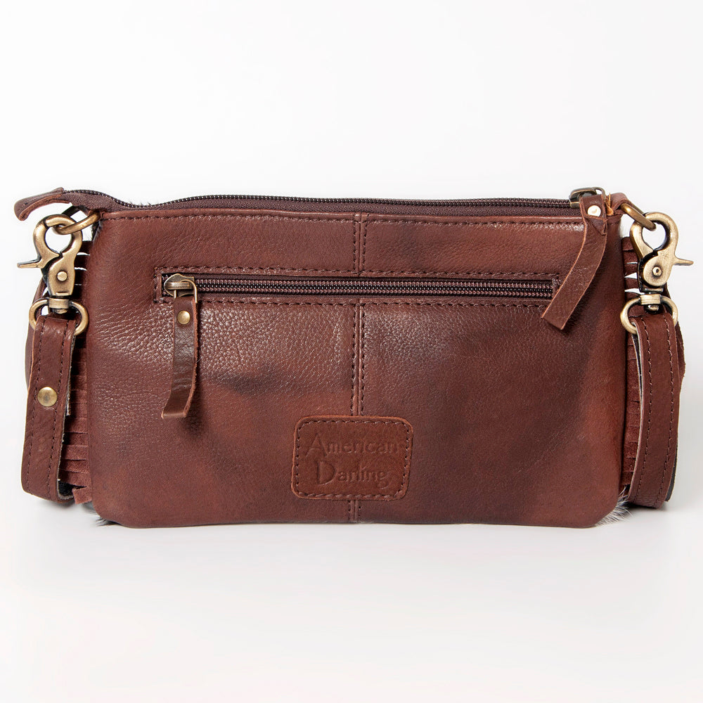 American Darling Hand-Tooled Hair-On Genuine Leather Crossbody Bag