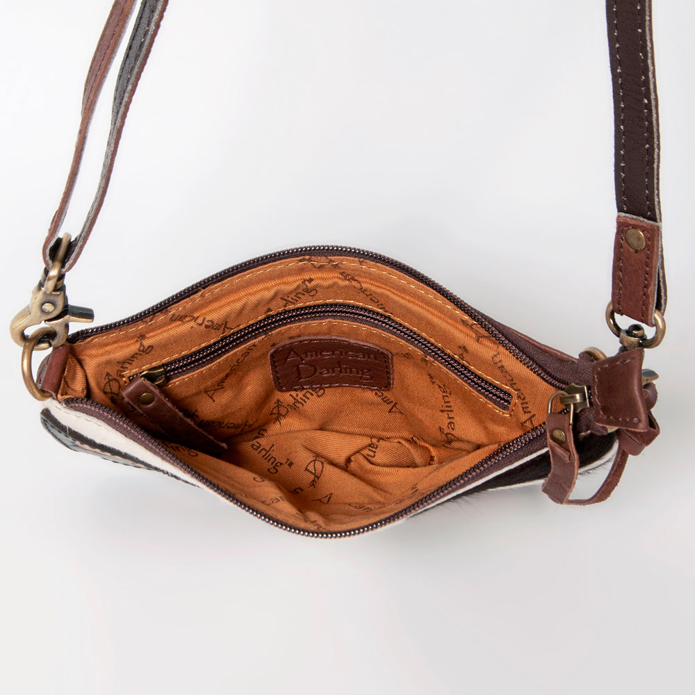 American Darling Hand-Tooled Hair-On Genuine Leather Crossbody Bag