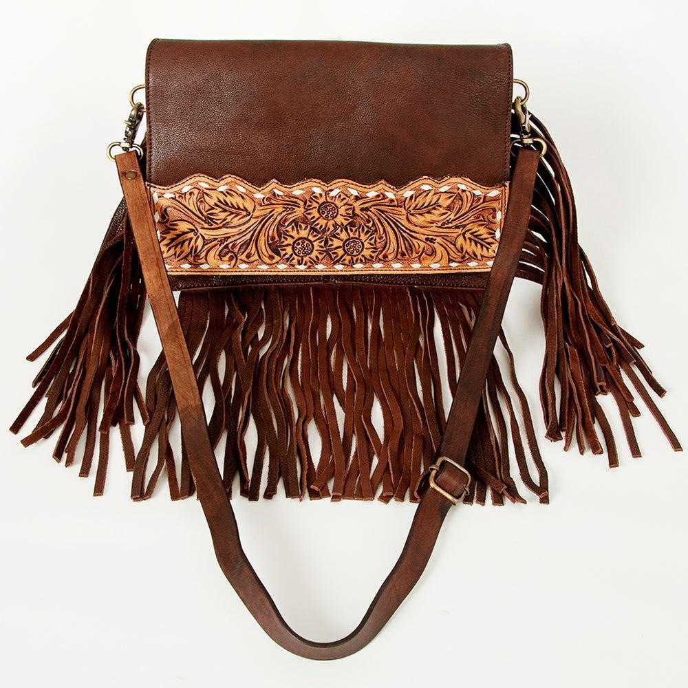 American Darling Hand-Tooled Genuine Leather Crossbody Bag