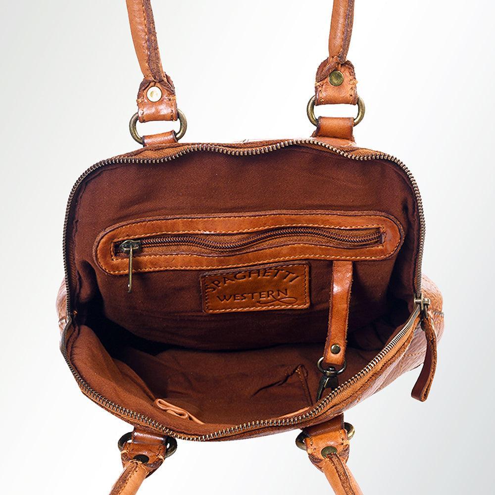 Spaghetti Western Tote Vintage Handmade Drum Dyed Genuine European Cowhide Leather