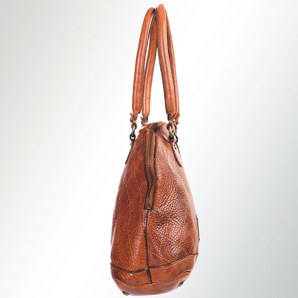 Spaghetti Western Tote Vintage Handmade Drum Dyed Genuine European Cowhide Leather