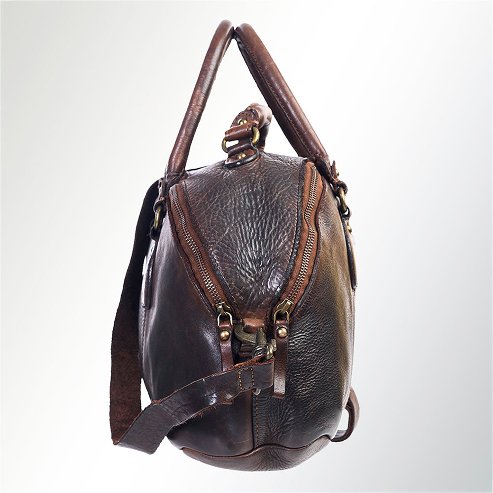 Spaghetti Western Swc124Bbrn Tote Vintage Handmade Drum Dyed Genuine European Cowhide Leather Women Bag Western Handbag Purse