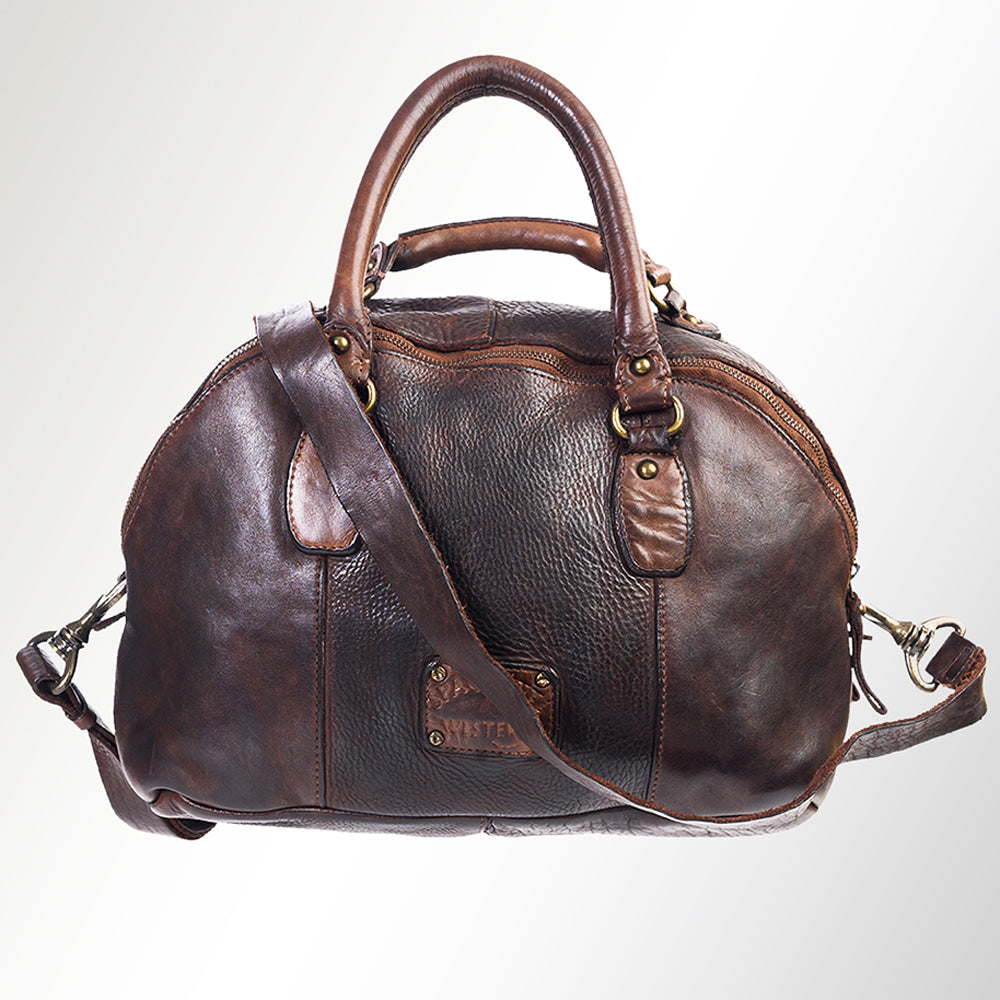 Spaghetti Western Tote Vintage Handmade Drum Dyed Genuine European Cowhide Leather