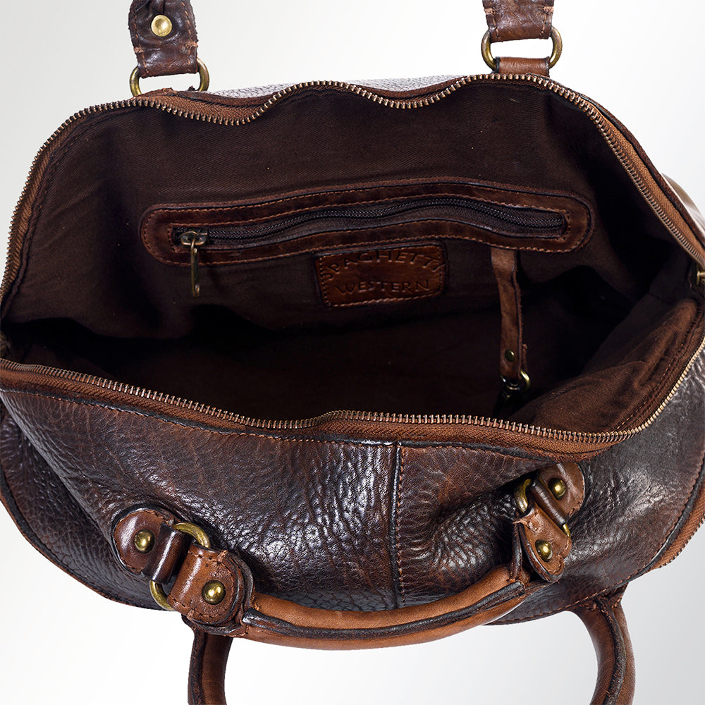 Spaghetti Western Tote Vintage Handmade Drum Dyed Genuine European Cowhide Leather