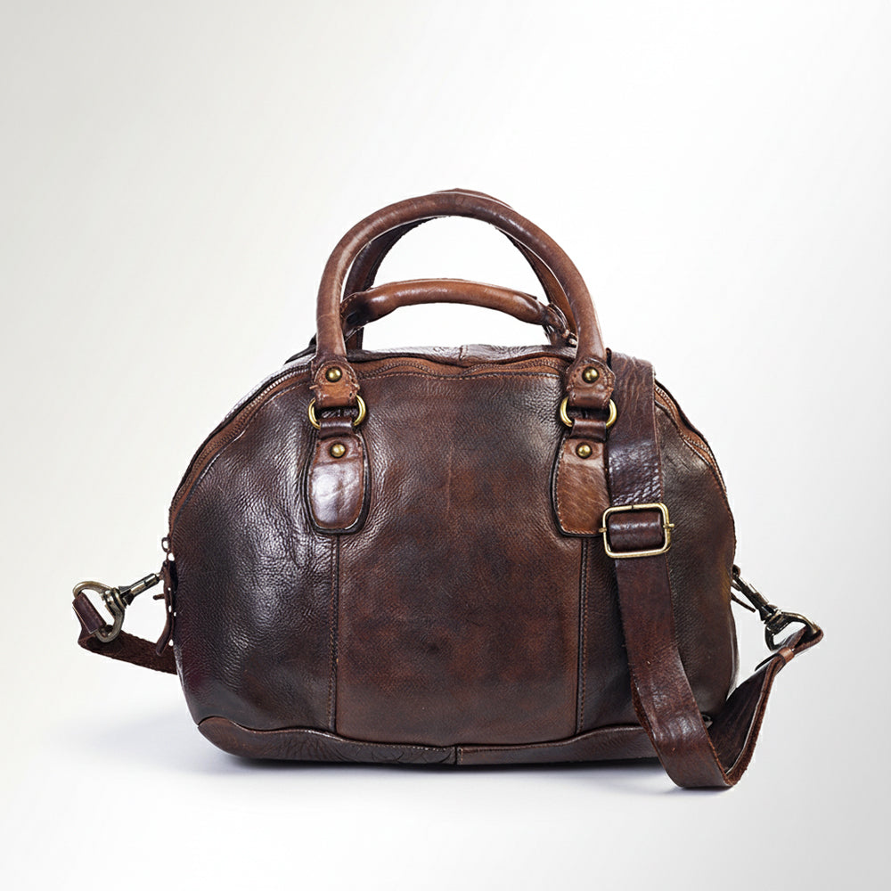 Spaghetti Western Swc124Bbrn Tote Vintage Handmade Drum Dyed Genuine European Cowhide Leather Women Bag Western Handbag Purse