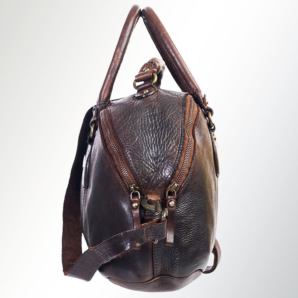 Spaghetti Western Tote Vintage Handmade Drum Dyed Genuine European Cowhide Leather