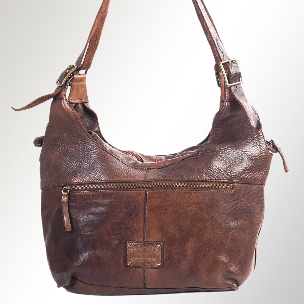Spaghetti Western Tote Vintage Handmade Drum Dyed Genuine European Cowhide Leather