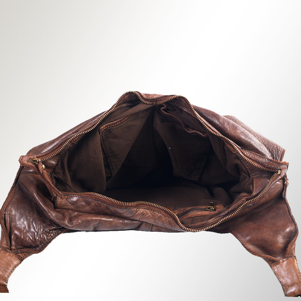 Spaghetti Western Tote Vintage Handmade Drum Dyed Genuine European Cowhide Leather