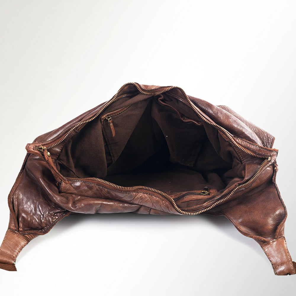 Spaghetti Western Swc125Brn Tote Vintage Handmade Drum Dyed Genuine European Cowhide Leather Women Bag Western Handbag Purse
