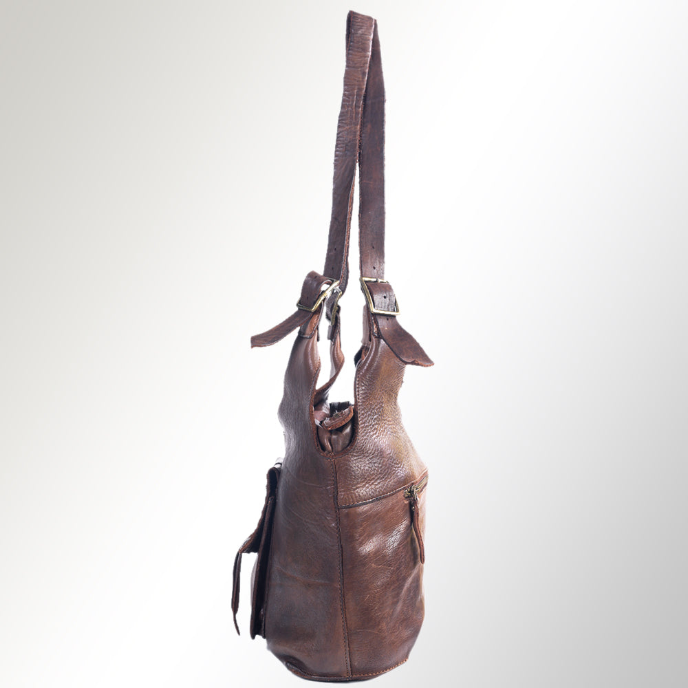 Spaghetti Western Tote Vintage Handmade Drum Dyed Genuine European Cowhide Leather