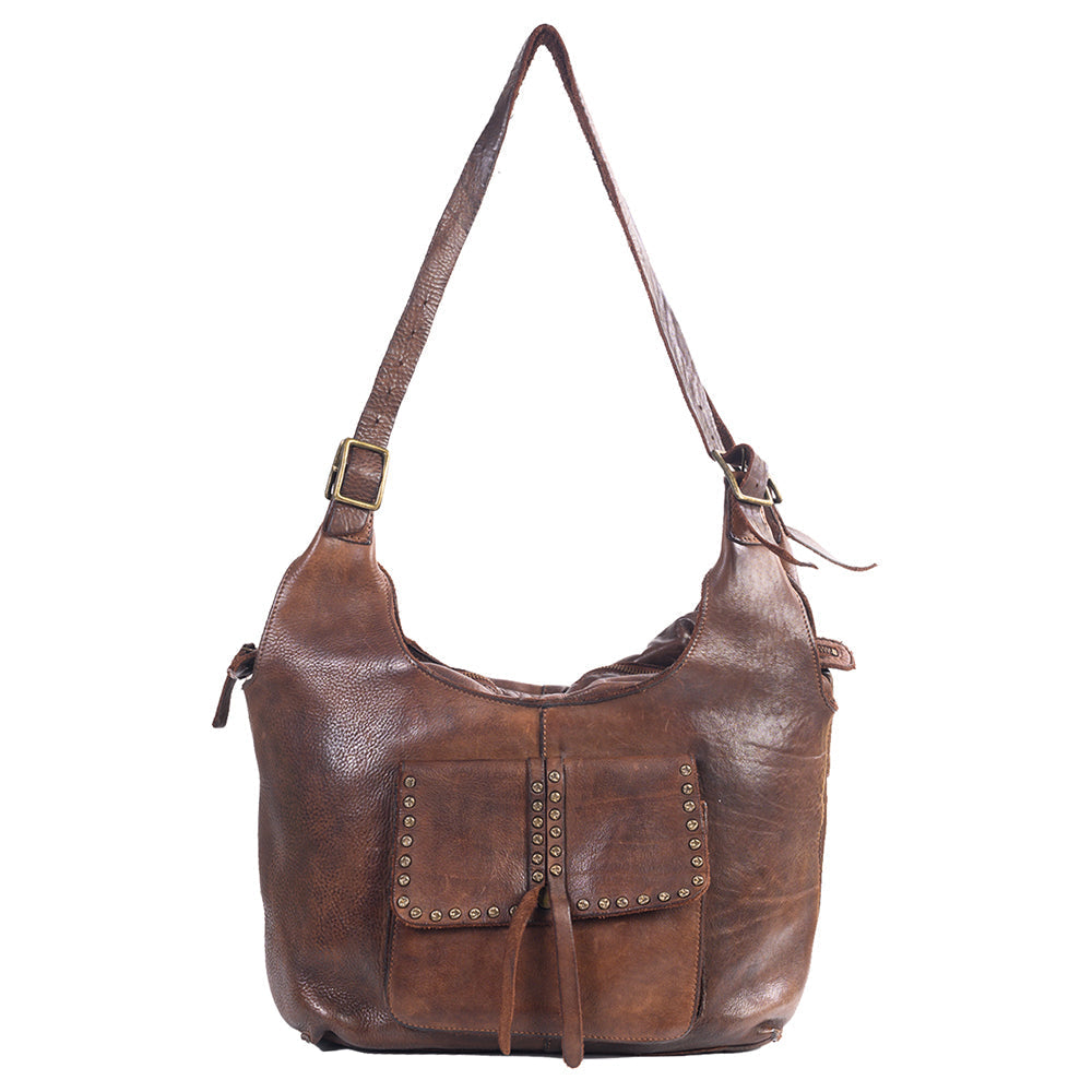 Spaghetti Western Tote Vintage Handmade Drum Dyed Genuine European Cowhide Leather