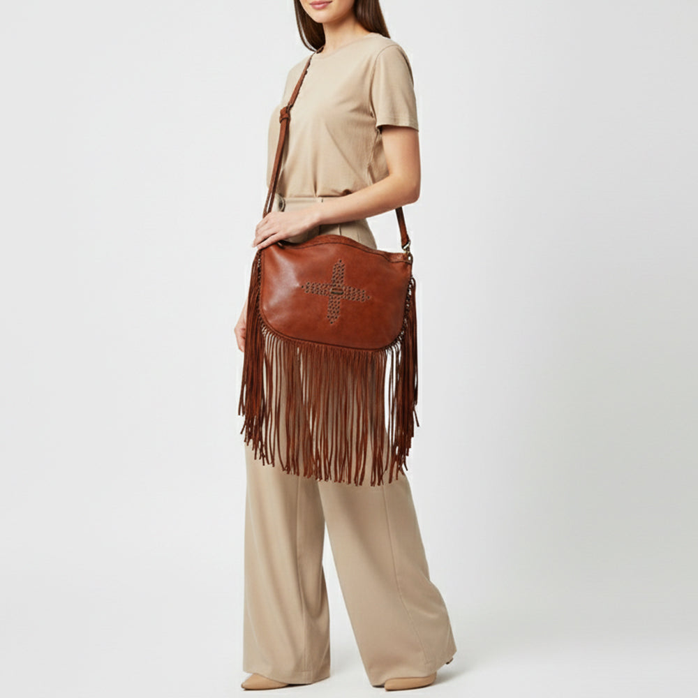 Spaghetti Western Swc128Cg Hobo Vintage Handmade Drum Dyed Genuine European Cowhide Leather Women Bag Western Handbag Purse