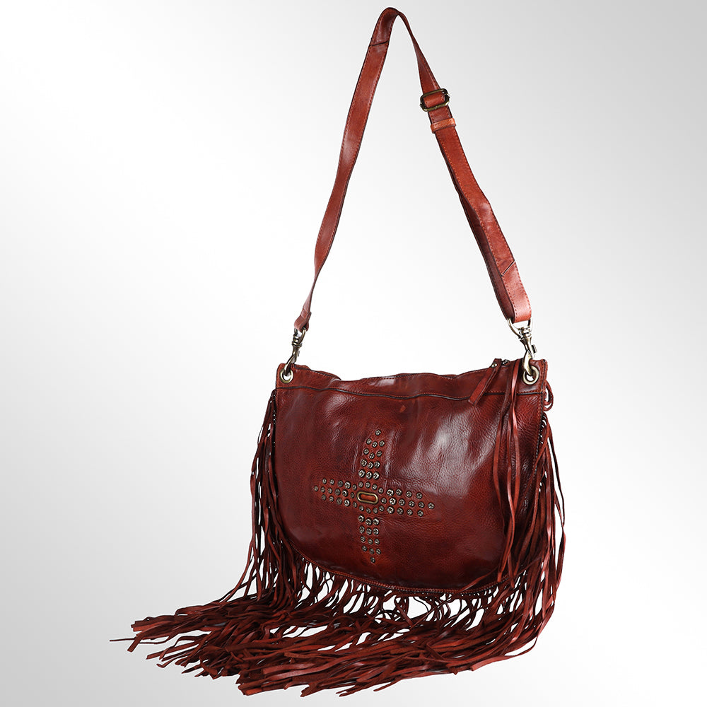 Spaghetti Western Hobo Vintage Handmade Drum Dyed Genuine European Cowhide Leather
