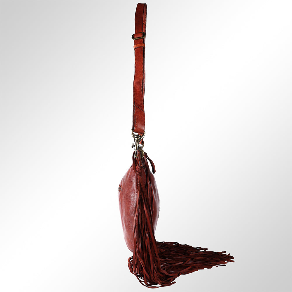 Spaghetti Western Hobo Vintage Handmade Drum Dyed Genuine European Cowhide Leather