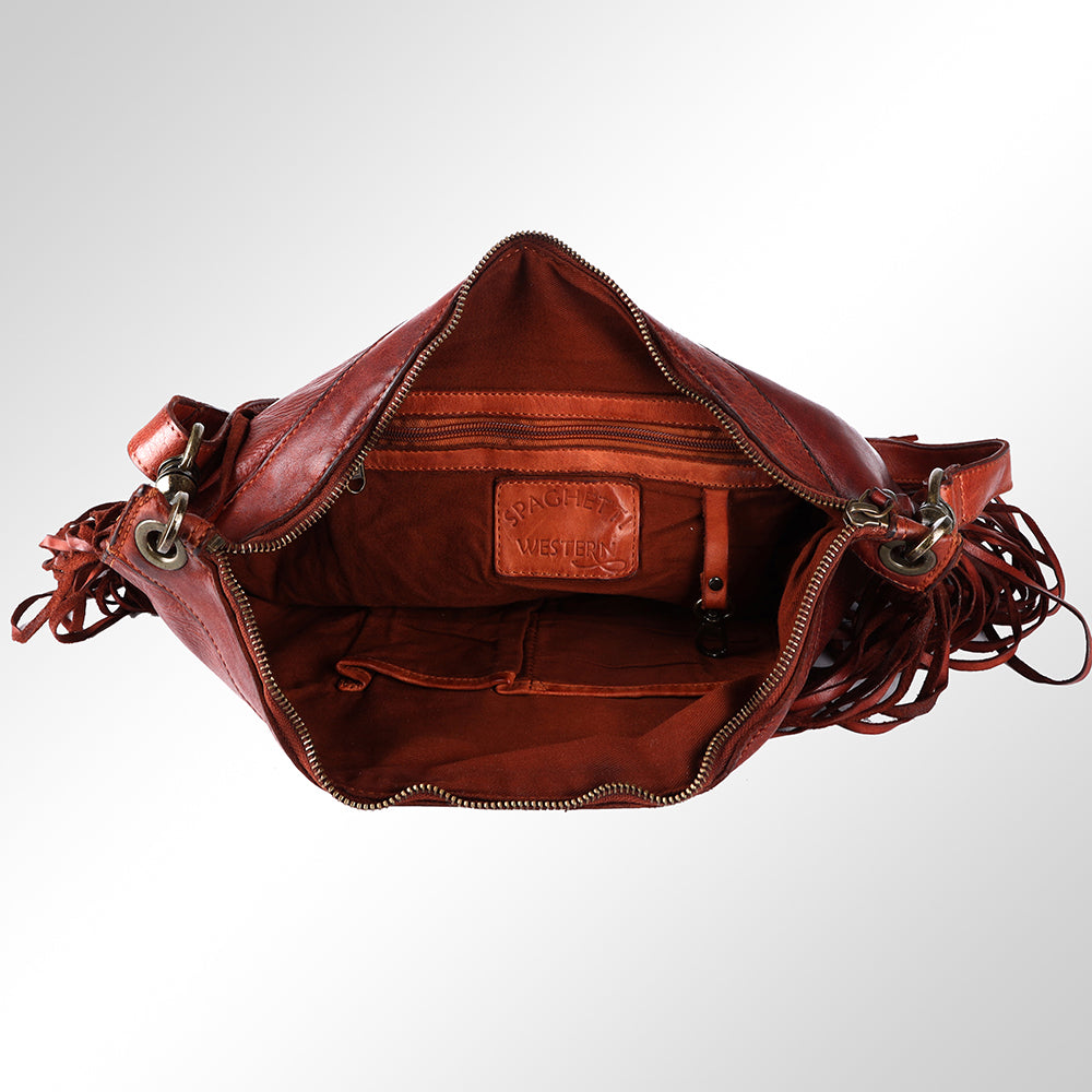 Spaghetti Western Hobo Vintage Handmade Drum Dyed Genuine European Cowhide Leather
