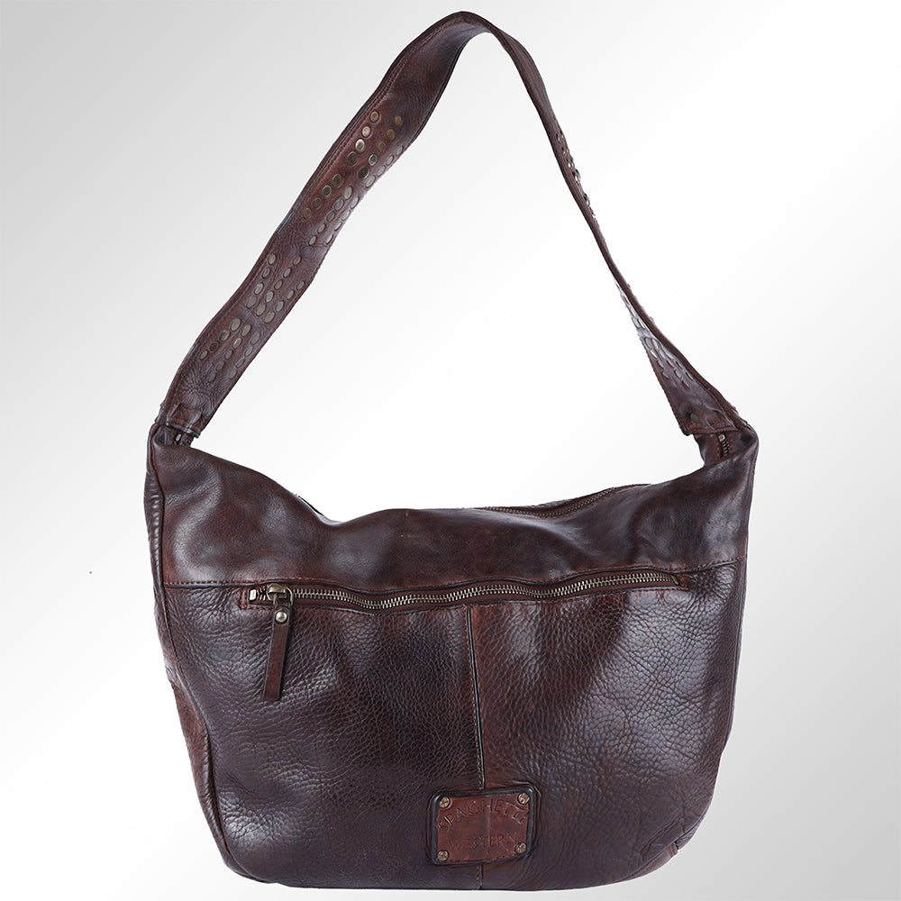 Spaghetti Western Hobo Vintage Handmade Drum Dyed Genuine European Cowhide Leather