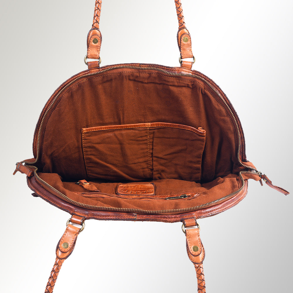 Spaghetti Western Tote Vintage Handmade Drum Dyed Genuine European Cowhide Leather
