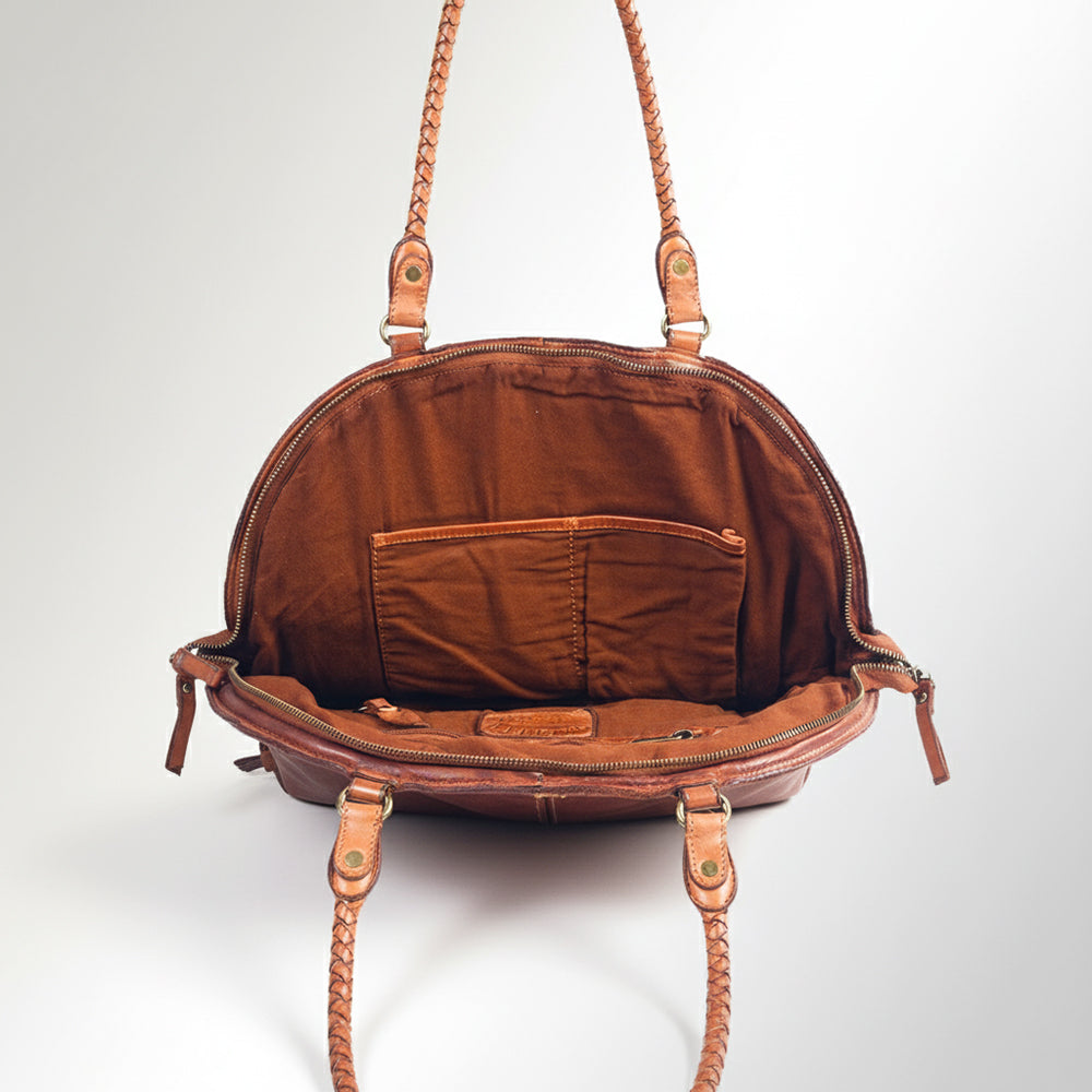 Spaghetti Western Swc130Cg Tote Vintage Handmade Drum Dyed Genuine European Cowhide Leather Women Bag Western Handbag Purse