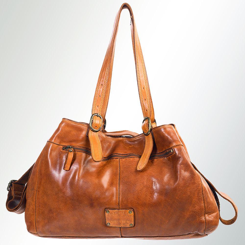 Spaghetti Western Tote Vintage Handmade Drum Dyed Genuine European Cowhide Leather