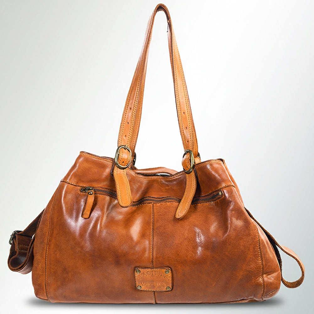 Spaghetti Western Swc132Tan Tote Vintage Handmade Drum Dyed Genuine European Cowhide Leather Women Bag Western Handbag Purse