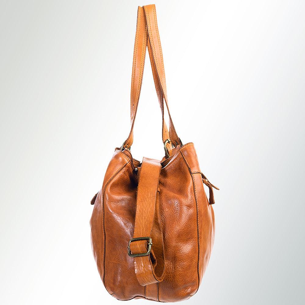 Spaghetti Western Tote Vintage Handmade Drum Dyed Genuine European Cowhide Leather
