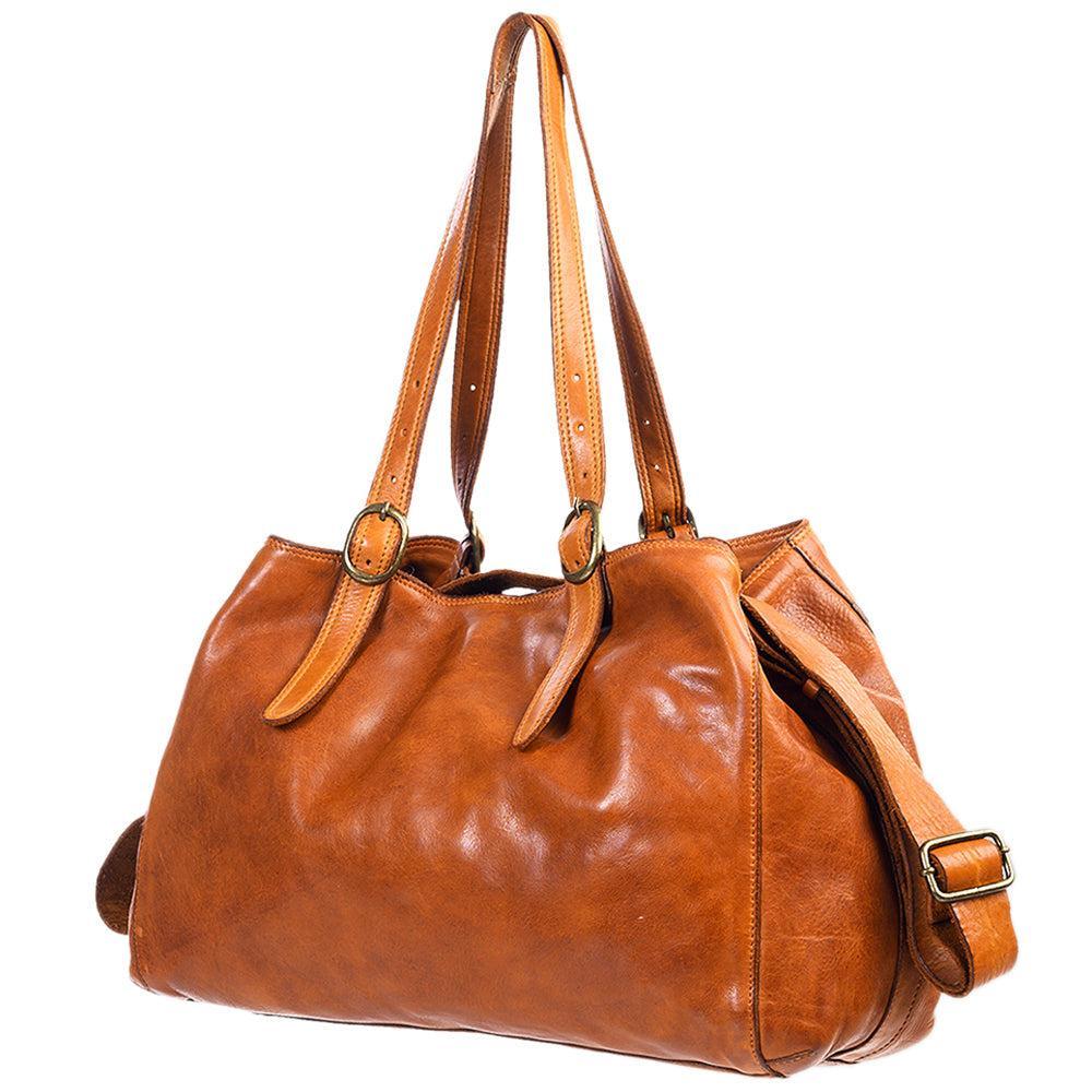 Spaghetti Western Tote Vintage Handmade Drum Dyed Genuine European Cowhide Leather
