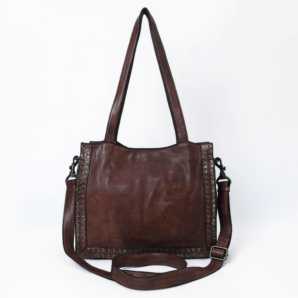 Spaghetti Western Tote Vintage Handmade Drum Dyed Genuine European Cowhide Leather